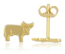 MUAU Schmuck Ohrstecker Kuh Gelbgold 750/18K, 6x8mm- Premium Echtschmuck für Damen und Herren