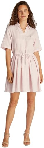 Tommy Hilfiger Damen Kleid Linen Short mit Taillengürtel, Mehrfarbig (Foggy Pink STP), 40