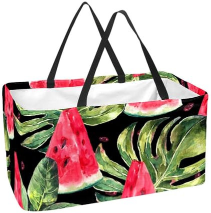 Panier à provisions réutilisable en forme de feuilles de palmier pastèque, panier à linge, pique-nique, shopping