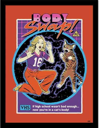 Steven Rhodes Gerahmtes Poster Body Swap, Violett/Orange, 15.8L x 11.8W