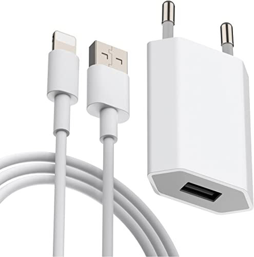 5W Ladekabel mit Netzteil für iPhone, Ladegerät kompatibel mit iPhone 14 13 12 11 Pro Max Xr X 8 Plus 7 6 Se 5S 5 5C Plus Ladeadapter 5w für Apple Ladekabel, Datenkabel 2m