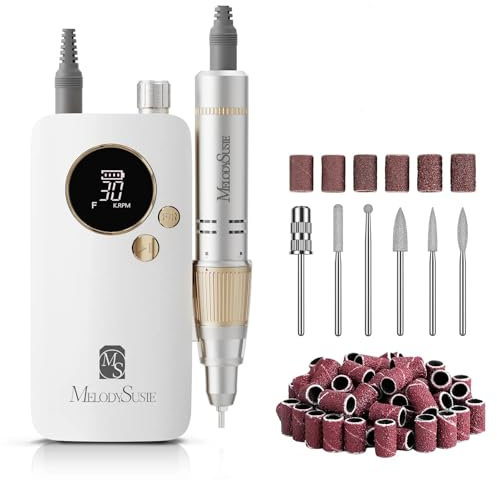 MelodySusie Tragbarer Nagelfräser 30000 RPM, SC320F Professionelle Kabellose Elektrische Nagelfeile für Acrylnägel Gel Polieren Entfernen, Efeile Nagelset für Maniküre Salon Zuhause (Weiß)