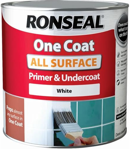 AMK® Ronseal One Coat All Surface Primer & Undercoat White 2.5L Suitable for Wood Metal Tiles Brick Stone MDF Ready to Overpaint In 2 Hours