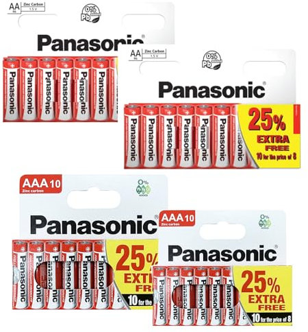 20 AA and 20 AAA Batteries, Zinc carbon special power disposable double A, Triple A batteries 1.5v For Low drain devices toys fairy lights household remotes applications
