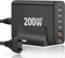 200W Chargeur USB C Multiple, 6 Ports GaN III Tech Chargeur Rapide QC+PD 65W Chargeur Laptop Adaptateur avec 4 USB-C et 2 USB-A Multiprise USB pour MacBook Pro/Air, iPad, iPhone 16/15, Samsung etc