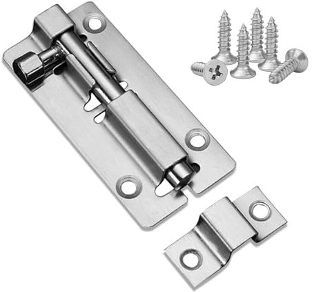 4 Inch Door Lock, Stainless Steel Door Bolt Lock with Padlock Hole and Screws Bedroom Locks Thickened Latch Locks for Bathroom Gate Shed Garden Toilet