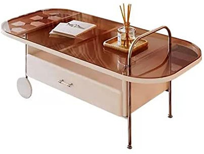 Kaffeetische Schlichter, moderner Couchtisch, Mitteltisch, Sofatisch mit offenem Ablagefach und Schublade for Wohnzimmer, Heimbüro, Cocktailtische, einfache Montage Wohnzimmer-Cocktail-Tabelle