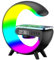 G Shaped Led Lamp Bluetooth Speaker & Wireless Charger, RGB Color Changing Night Light & Alarm Clock (Black)