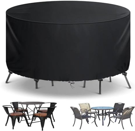 TopIdea Rund Abdeckung Gartentisch 600D Abdeckung Tischplatte Garten Abdeckung Tisch Schutzhülle Gartentisch Gartenmöbel Hülle für Gartentisch Abdeckung Winterfest Wasserdicht Oxford Gewebe 100x15cm