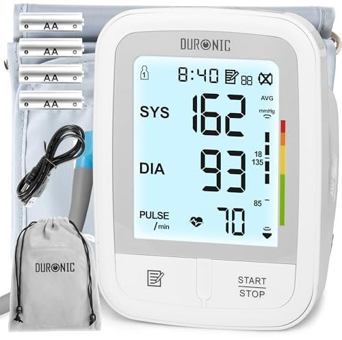 Duronic Blood Pressure Monitors BPM95 CE Approved Blood Pressure Machine Automatic BP Machine Certified Medical Device with 2 x 99 Records Upper Arm BP Monitor Cuff 22cm-32cm for Home Use