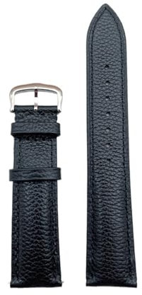 GNUFOPI Das Rindslederarmband ist weich und kompatibel mit Cartier/Solo Must Round Santos-Armbändern. Strapazierfähiges Armband(Black-Silver,18mm)