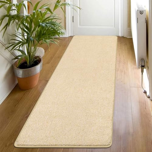 SHACOS Teppich Läufer Beige 60 x 180 cm rutschfest Teppichläufer Flur Weich Flurläufer Modern Küchenteppich Waschbar Teppich Läufer für Flur, Küche, Wohnzimmer, Schlafzimmer