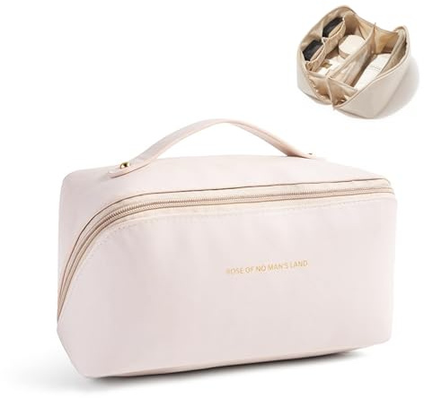 CCAIPU Kosmetiktasche, Reise Tragbare Makeup Tasche Große Kapazität Kulturtasche Handtasche PU Leder Schminktasche Waschbeutel Multifunktions-Organizer für Frauen
