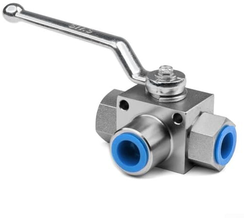 Hydraulischer 3-Wege-Hochdruck-Kugelhahn, hydraulischer 3-Wege-Kugelhahn bis zu 500 manuelle Stange für zuverlässige Durchflussrichtungssteuerung (G1/2)