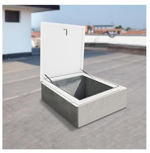 Dachluke Dachfenster-Wartungsklappe, weiß, Klappfenster Dachboden-Ausstiegsklappe 55 x 55 cm, 65x65 cm, 75x75 cm, 85x85 cm, Wohn-/Villen-/Kellerausstiegsklappen Verzinkte Stahlplatte(38Length x 25Wi