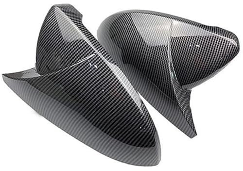 MEXWLOP 2 Stück Seitenspiegel-Abdeckkappen, hellschwarz, for VW, for Golf, 7 MK7 7.5 GTD R GTI, for Touran, L E-, for Golf, Rückspiegel-Gehäuseabdeckung Auto-Seitenspiegelabdeckung(BLACK Carbon Look B
