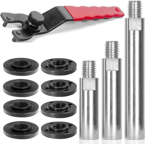 Winkelschleifer Verlängerungswelle Set 3 Verlängerungen (80/100/140 mm) mit Flanschmutter & Schlüssel, Adapter für Poliermaschine, Auto Polieren & Schleifmaschine