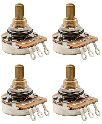 Musiclily Pro HD B25K Pots Messing Standard Split Shaft 3/8 Zoll Linear Taper Potentiometer für Aktive Tonabnehmer E-Gitarre Bass (4er Set) | Full Brass 24-Spline Linear Taper Potentiometer for Active Pickups Electric Guitar Bass