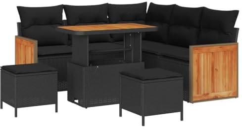 vidaXL Gartensofa-Set 8 STK. 7-Sitzanzahl Schwarz