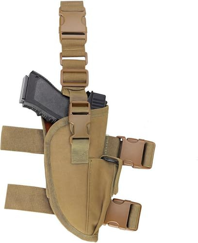 Drop Leg Holster Right Hand - Tactical Thigh Gun Holster w/Magazine Pouch | Adjustable, Universal Pistol/Handgun Fit | 600D Nylon, Memory Foam, Quick Release