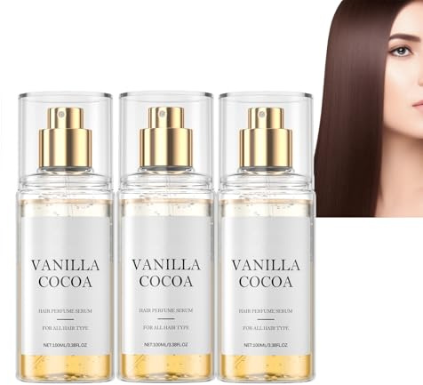Hair Fragrance Serum, mit Vanille- und Kakao-Abkommen, schwereloser Duft für anhaltende Frische, nicht fettende Formulierung für seidiges, federndes Haar - perfekt für Arbeit, Reisen (3PCS)