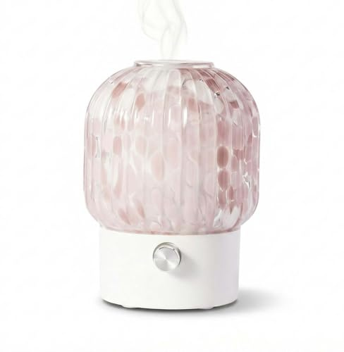 MULIN Aroma Diffuser 100 ml, Handgeblasenes Glas Duftöl Diffusor, leiser Ultraschall Aromatherapie Diffusor für ätherische Öle, 7-farbiges LED-Licht, BPA-frei, für Wohnung