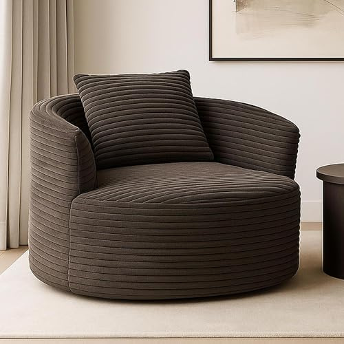 Mendler Sessel HWC-P18, Loungesessel Relaxsessel Polstersessel Cocktailsessel, Stoff/Textil Cord (370g/m²) - braun