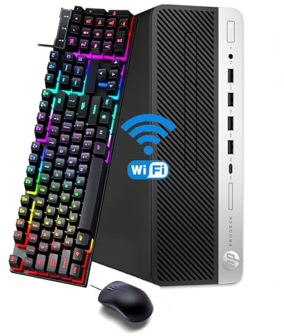 HP ProDesk 600 G3 SFF PC Desktop Computer, Intel Core i3-7100 3.9GHz, 8 Go RAM, HDD 500 Go, Bluetooth, Clavier QWERTY, Souris, USB WiFi, Windows 11 Pro (reconditionné)
