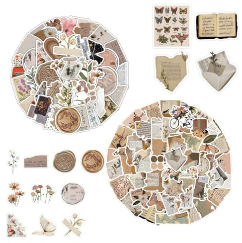 IBXWMNG 150 Pezzi Adesivi Vintage, Stickers Aesthetic, Adesivi Scrapbooking, Vintage Adesivi, Stickers Aesthetic, Stickers Journaling, per Bottiglia d'acqua, Laptop, Album di Ritagli, Diario