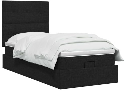 vidaXL Ottoman Bett mit Matratze Schwarz 90 x 190 cm Stoff