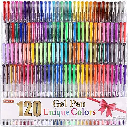 Shuttle Art Gelstifte, 120 Farben Gel Malstifte für Erwachsene Packung, Gelschreiber Set mit Glitzer Metallic Neon Pastell Swirl Farben, Gelstifte für Kinder und Erwachsene Malbücher Kritzeln Zeichnen