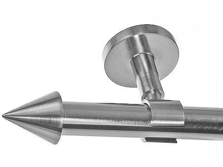 BASIT Gardinenstange Deckenmontage 1 läufig 180 cm lang Edelstahl Look Set Metall 1-läufige Vorhangstange Deckenmontage Ø20mm I 120-600cm wählbar D31