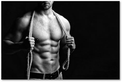 Postereck - 0560 - Sixpack, Schwarz Weiss Mann Muskeln Erotik Sexy - Erotisch Sexy Nackt Wandposter Fotoposter Bilder Wandbild Wandbilder - Poster - 4:3-81,0 cm x 61,0 cm