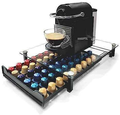 RECAPS Coffee Pod Holder Aufbewahrungsschublade Kompatibel mit Nes OriginalLine Coffee Pods Küchenorganisator Schwarz Hält 60 Pods