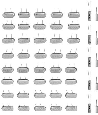 Hilitand 50 Pcs Quartz Crystal Oscillator, Crystal Resonators Oscillator Assortment Kit Assorted Set DIY 10Value 32.768KHz -24MHz