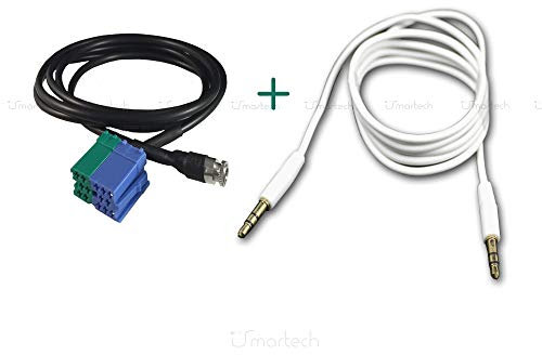 1neiSmartech Kit Cavo Aux Jack Femmina Fiat Bravo + Cavo Audio Rivestito In Gomma Connettori Dorati Alluminio (Bianco) Per Fiat Bravo Produzione Dal 2007 Radio Visteon Jack Mp3 Smartphone Iphone