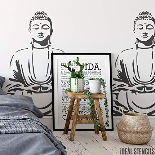 Buddha Meditieren Schablone | Art Decor & Basteln Schablone | Farbe Leinwand Kunst, Wände, Stoffe, Möbel | Verschiedene Größen Optionen | Wiederverwendbar Stencil By Ideal Stencils | - XXXL/ 120X120CM