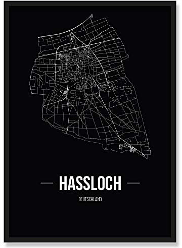 JUNIWORDS Stadtposter, Haßloch, Wähle eine Größe, 30 x 40 cm, Poster mit Rahmen, Schrift B, Schwarz