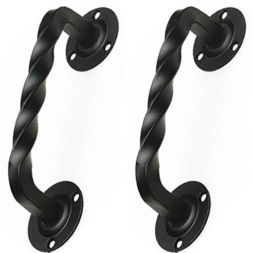 2er Set Antik rustikale Stoßgriffe Türbeschläge Schmiedeeisen Grifflänge 203 mm