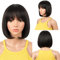 DÉBUT Echthaar Perücke mit Pony kurz Perücke Bob Pixie 10A brasilianisches Virgin Remy Hair 20cm 103g (1B: Schwarz)