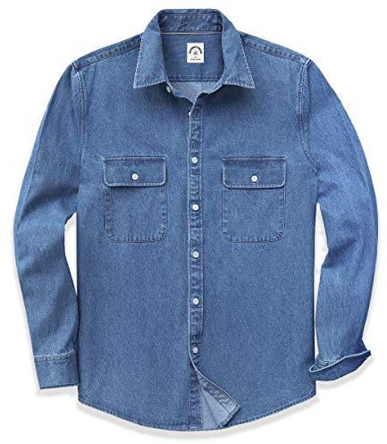 Dubinik® Chemise en Jeans Homme Chemise Jean Homme Manches Longues Chemise Jeans Homme Coton Casual Western Denim