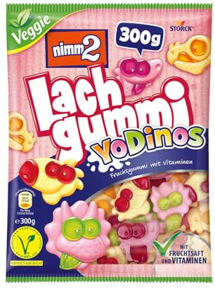 nimm2 Lachgummi YoDinos – 1 x 300g – Vegetarisches Fruchtgummi mit Fruchtsaft, Vitaminen und Joghurt