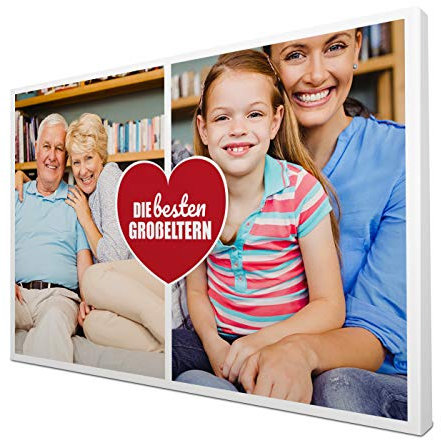 wandmotiv24 Leinwandbild 260 g/m ² - Foto-Collage mit 2 Fotos - Fotogeschenk für Oma und Opa - Geschenk für Großeltern - Kunstdruck querformat 30x20cm (BxH) - Die besten Großeltern - M0031