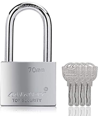 Cadenas à anse de 70 mm de long pour une utilisation en extérieur, résistant aux intempéries, cadenas robuste en alliage d'acier avec 4 clés