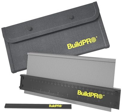 BuildPRO Contour Gauge 10” with Metal Lock – Precise Profile Duplicator Tool for Flooring, Woodworking, Tile & Carpet – Includes Carry Bag & Pencil – Ideal Gift for DIYers & Pros