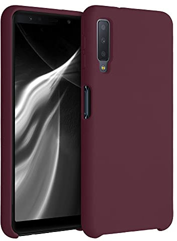 kwmobile Hülle kompatibel mit Samsung Galaxy A7 (2018) Hülle - Silikon Handy Case - Handyhülle weiche Oberfläche - kabelloses Laden - Tawny Red