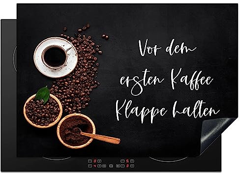KitchenYeah© Herdabdeckplatte Einteilig Herdabdeckung Abdeckplatte für Ceranfeld Abdeckung Induktionskochfeld Aufrollbare Matte Zitate & Sprüche - Vor dem ersten Kaffee Klappe halten -