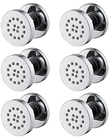 Shower Set Seitenbrause Chrom Massagedüse Dusche 2 Zoll Messing Runden Seitenbrause Brause Einstellbar Köpermassagedüsen Wandbrause Wanddüse Regenbrause Dusche Wanne Unterputz Jet Spray,6 pcs
