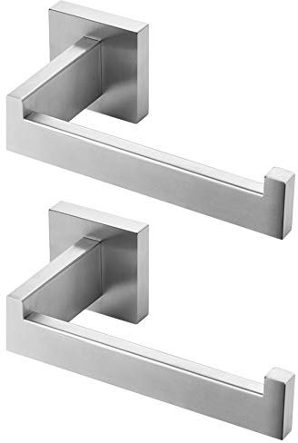 HITSLAM Toilettenpapierhalter Gebürstetes Nickel mit Bohren Edelstahl 304 Klopapierhalte für Küche und Badzimmer Toilette Toilettenpapier Quadrat WC Papier Halterung Rostfrei Klopapierhalter 2er Pack