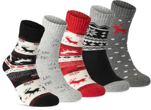 Damen THERMO Socken (5 Paar) warme Wintersocken weiche Wollsocken mit Innenfrottee 37800/2 (39-42)
